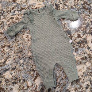 RuffleButts Waffle Knit Long Sleeve Full Length Romper